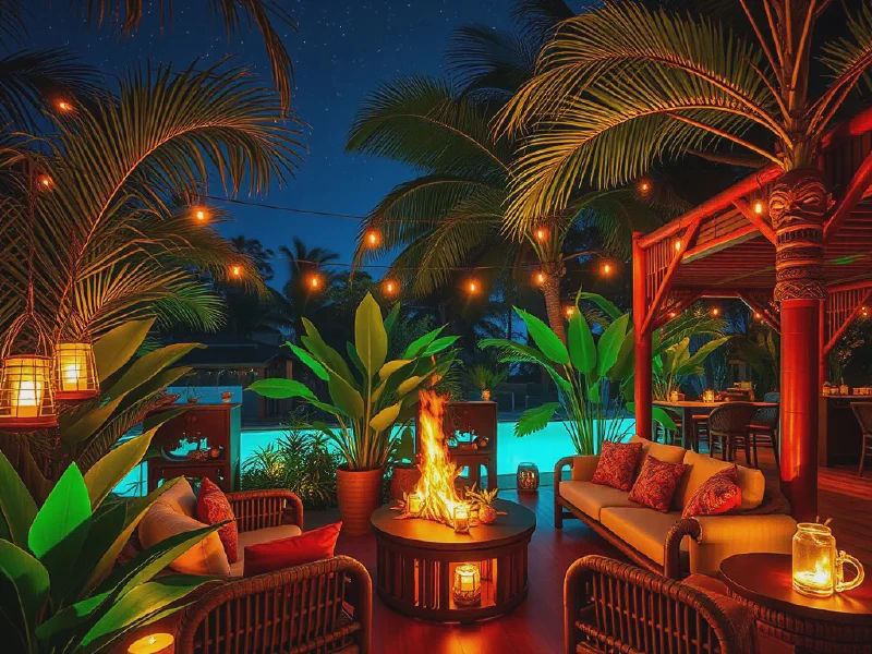 Discover Tiki-Inspired Ambience: Transform Your Relaxation with WiFi-Connected Lighting at SD Bamboo Lounge